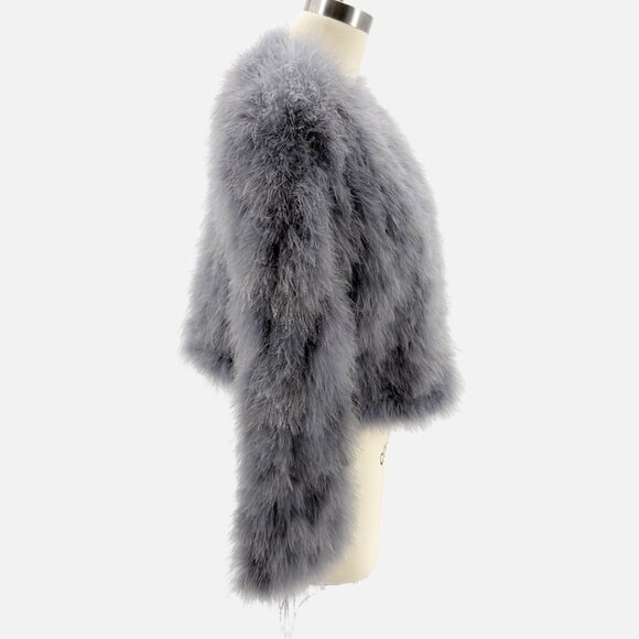 BCBGMaxazria MARGARET gray Ostrich fur jacket M - Picture 3 of 13